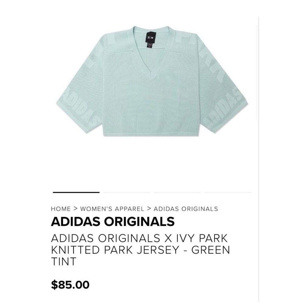 ADIDAS IVY PARK Beyoncé Mint Green Knitted Mesh Crop Top Shirt Jersey 2XL - Picture 16 of 16